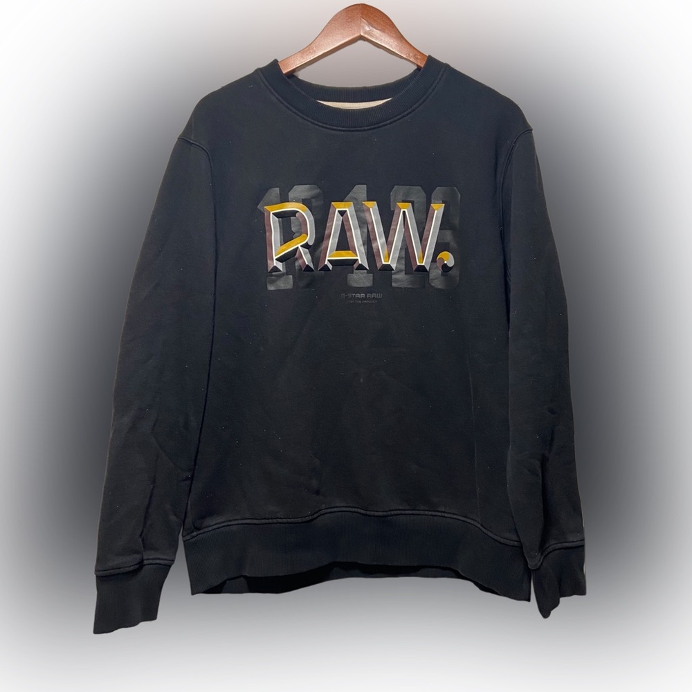 G-STAR Raw Mens Raw Dot Sweatshirt Crewneck Black Size XL EXTRA LARGE Crewneck